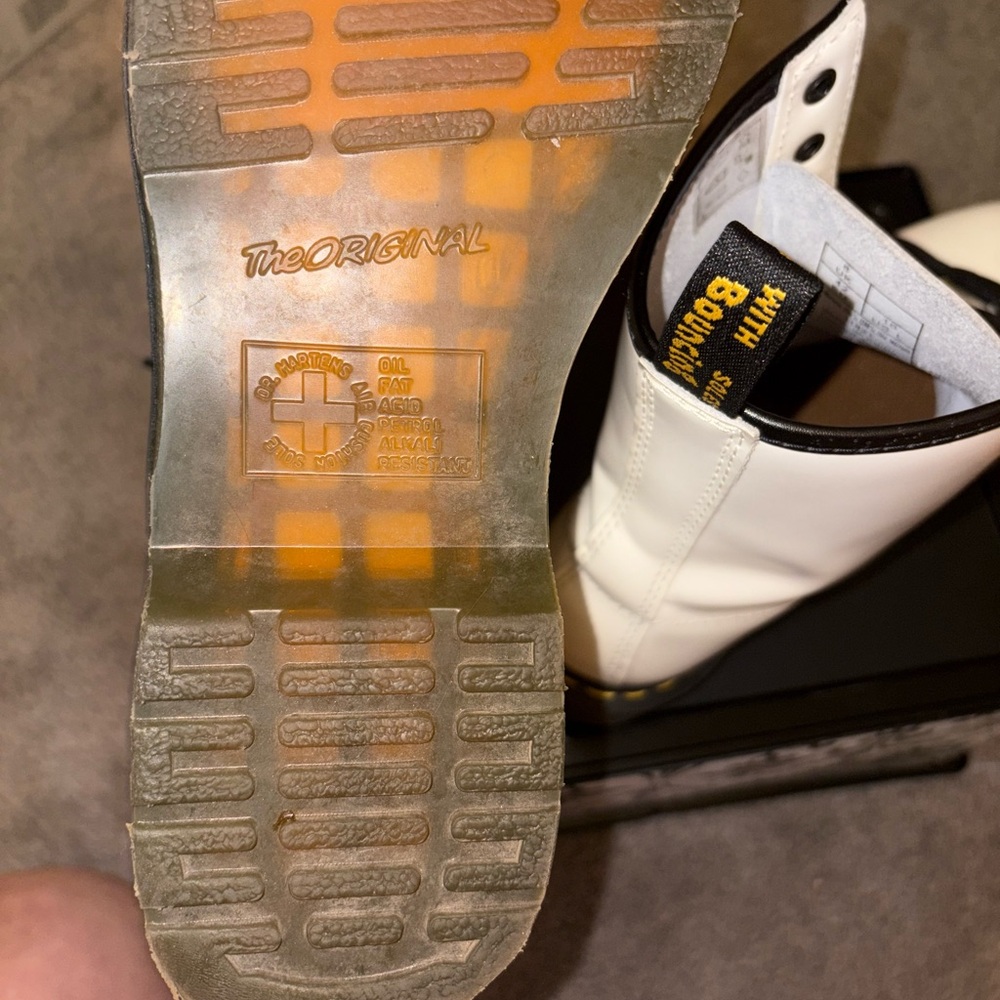 Dr. Martens White Combat Boots with Black Laces - Picture 6 of 9